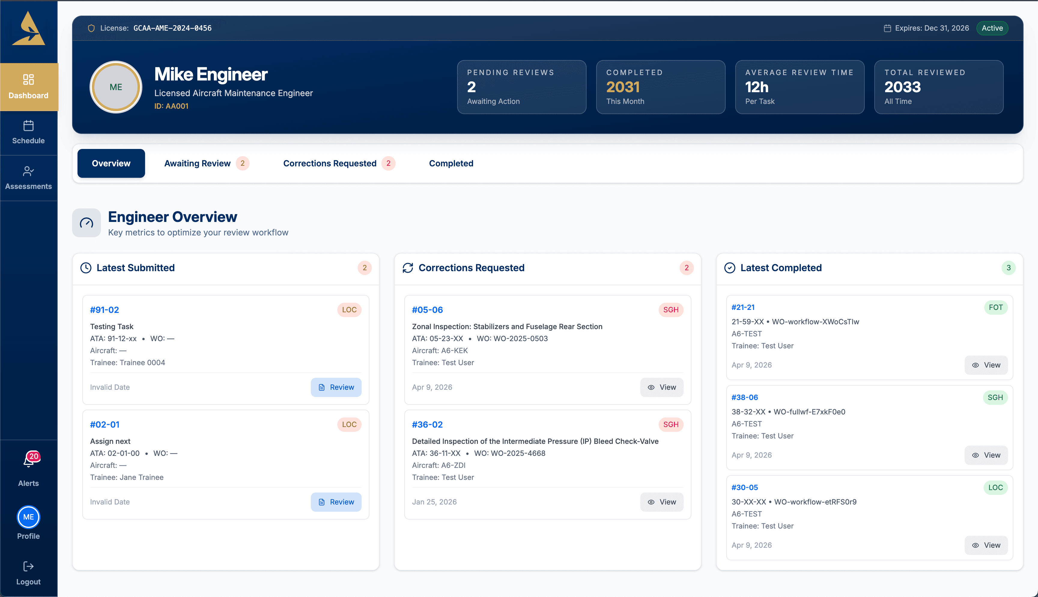 Air Fuse Engineer Overview — QA review workflow and compliance dashboard